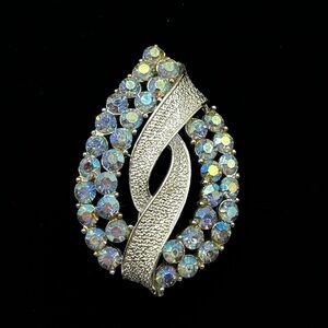CORO Vintage Pegasus Blue Aurora Borealis Crystal Brooch